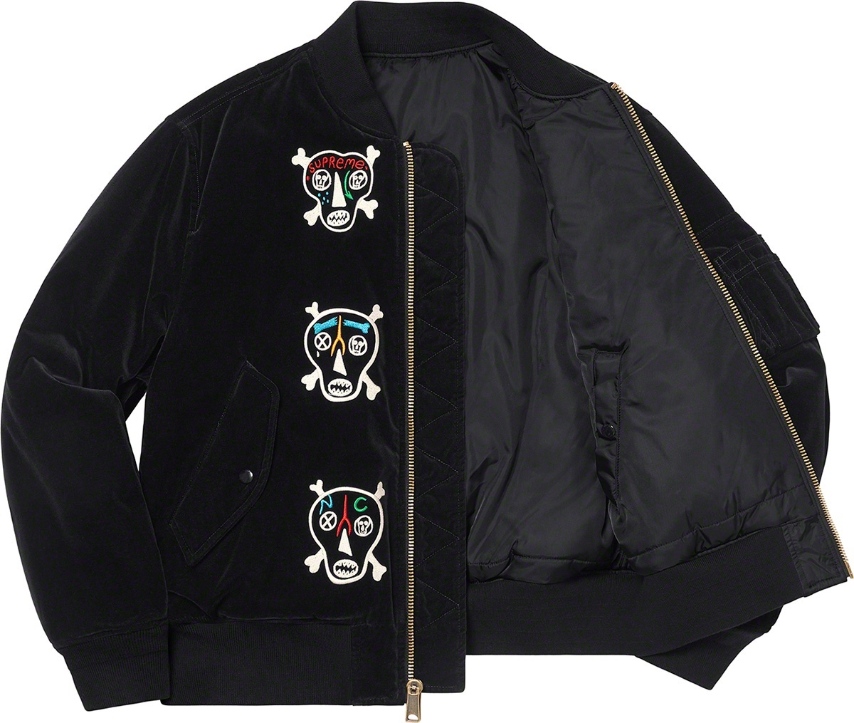 Clayton Patterson/Supreme Skulls Embroidered Velvet MA-1 view 18